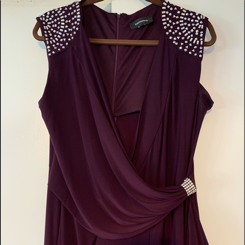 Purple Dressy Jumpsuit With Rhinestones.Size 16